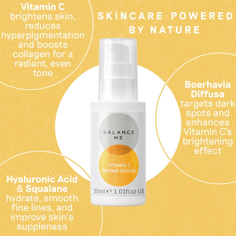 Balance Me Vitamin C Repair Serum, Brightening Face Serum with Hyaluronic Acid, Anti-Aging Vitamin C Serum for Dark Spots, Uneven Tone & Dull Skin, Hydrating & Natural Skincare, (1 x 1.01 fl oz) - Image 3